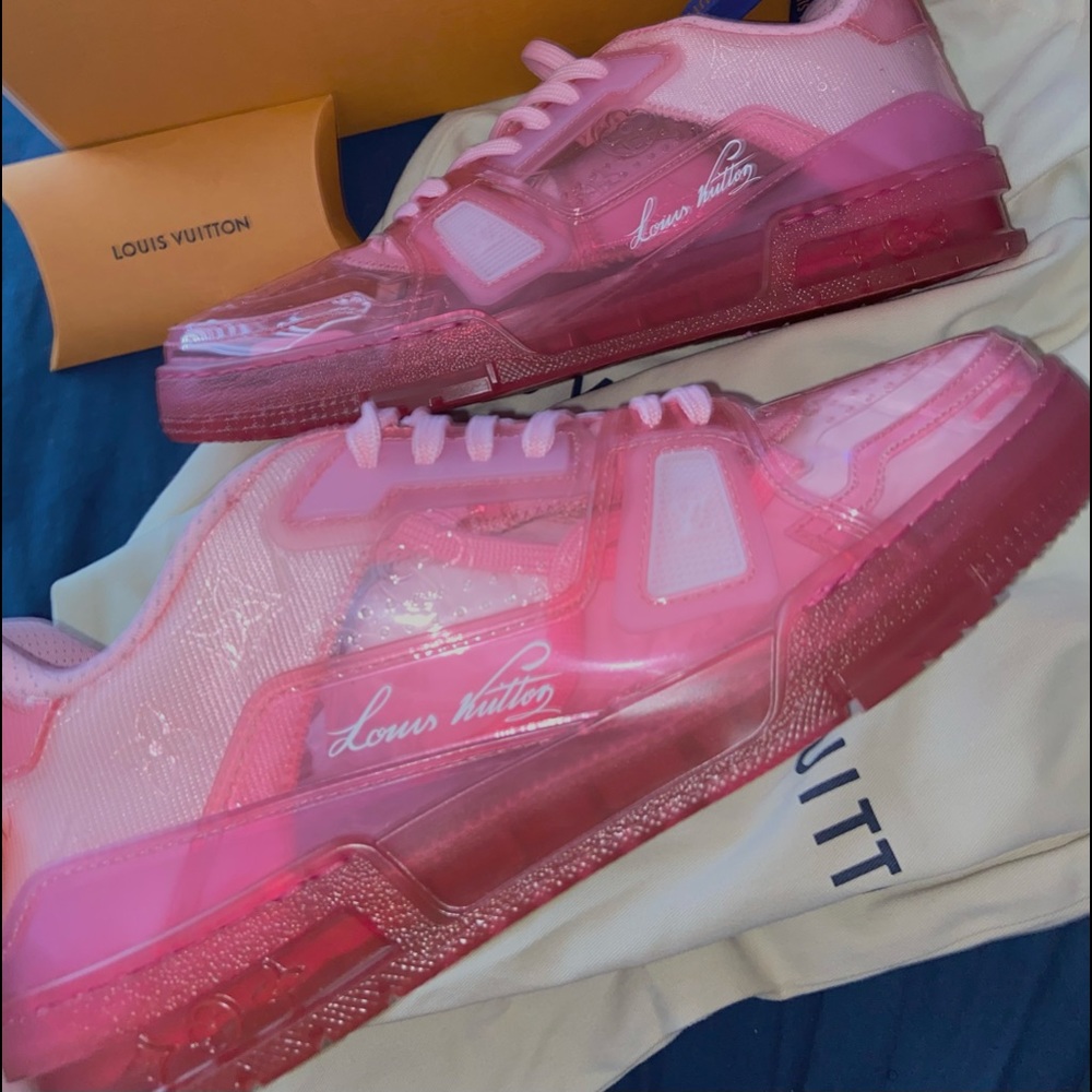 Louis Vuitton Pink Fluorescent Trainers, Size 10 Men